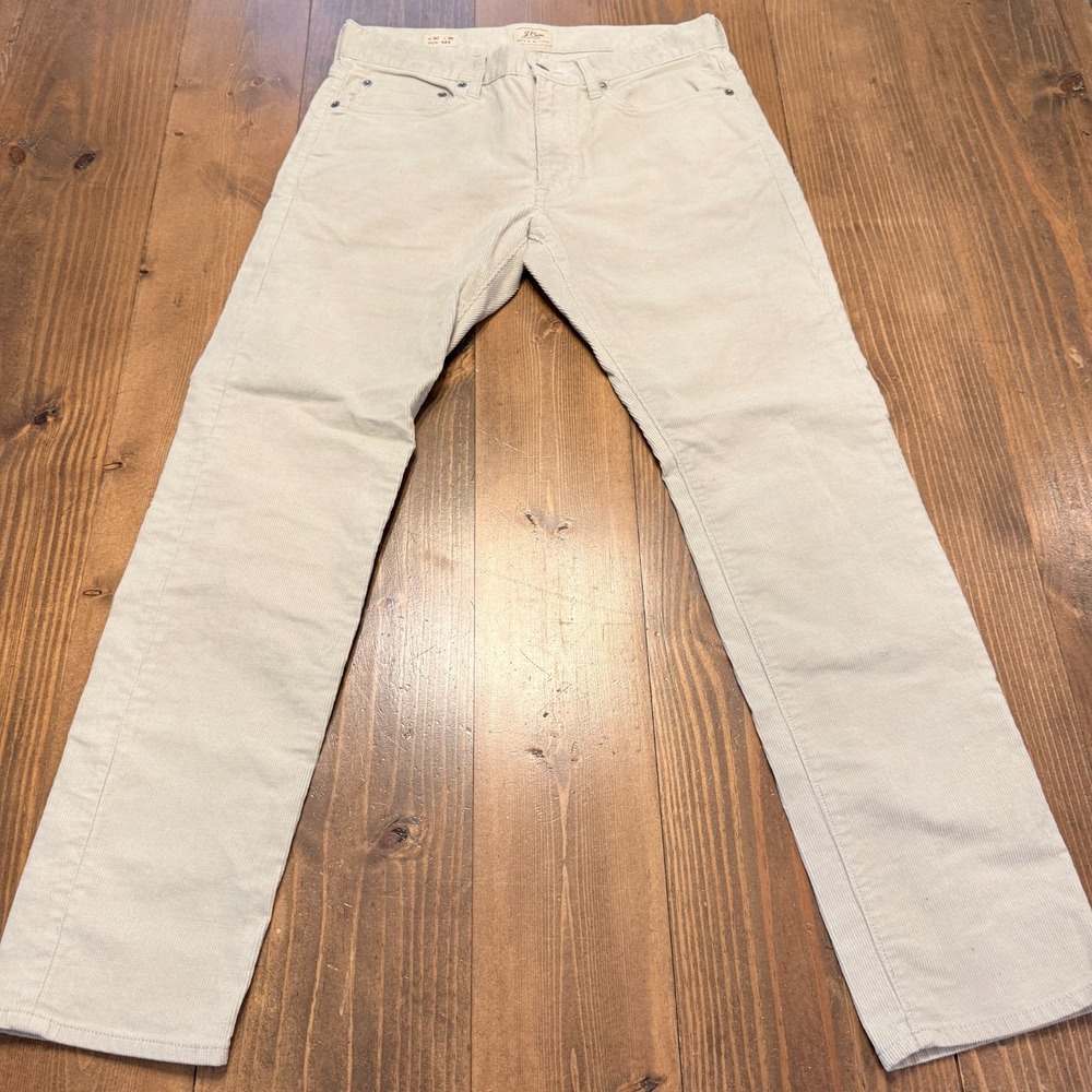 J Crew 484 Corduroy Pants Men's 30x30 Beige Slim Fit Traditional 5-Pocket Style